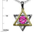 Star K™ Jewish Star of David Pendant Necklace with Round Created Pink Sapphire