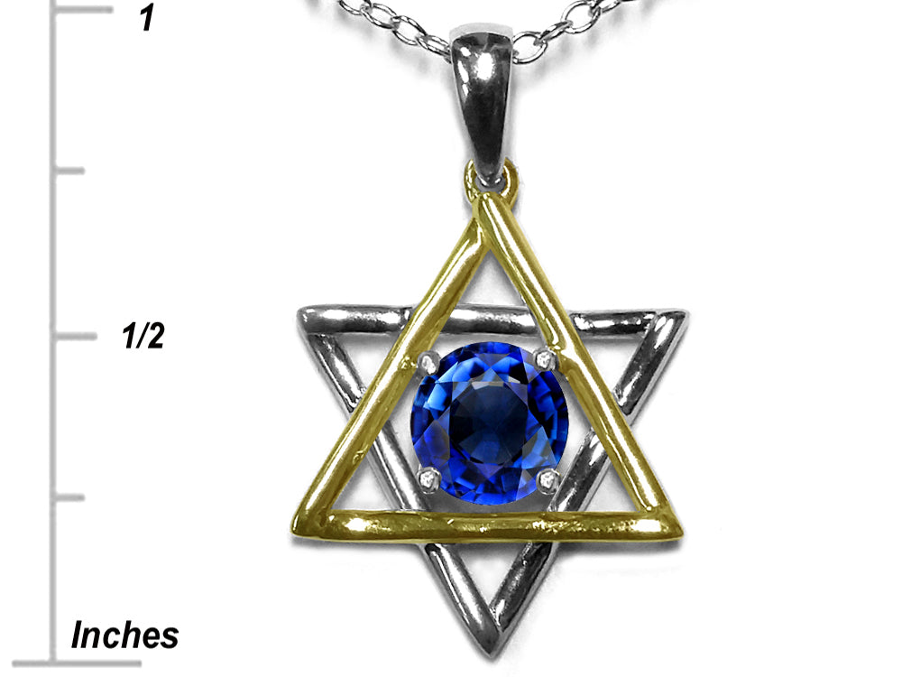 Star K™ Jewish Star of David Pendant Necklace with Round Created Sapphire