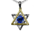 Star K™ Jewish Star of David Pendant Necklace with Round Created Sapphire