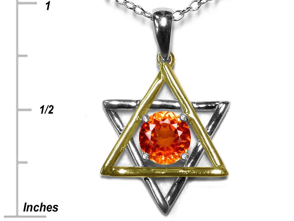 Star K™ Jewish Star of David Pendant Necklace with Round Simulated Mexican Fire Opal