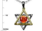 Star K™ Jewish Star of David Pendant Necklace with Round Simulated Mexican Fire Opal