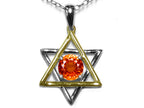 Star K™ Jewish Star of David Pendant Necklace with Round Simulated Mexican Fire Opal