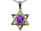 Star K™ Jewish Star of David Pendant Necklace with Round Genuine Amethyst
