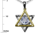 Star K™ Jewish Star of David Pendant Necklace with Round Genuine Aquamarine