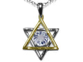 Star K™ Jewish Star of David Pendant Necklace with Round Genuine Aquamarine
