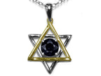 Star K™ Jewish Star of David Pendant Necklace with Round Genuine Black Sapphire