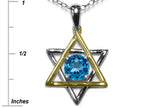 Star K™ Jewish Star of David Pendant Necklace with Round Genuine Blue Topaz