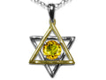 Star K™ Jewish Star of David Pendant Necklace with Round Genuine Citrine