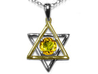 Star K™ Jewish Star of David Pendant Necklace with Round Genuine Citrine
