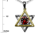 Star K™ Jewish Star of David Pendant Necklace with Round Genuine Garnet