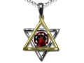Star K™ Jewish Star of David Pendant Necklace with Round Genuine Garnet