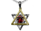 Star K™ Jewish Star of David Pendant Necklace with Round Genuine Garnet