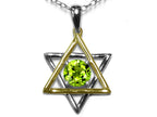 Star K™ Jewish Star of David Pendant Necklace with Round Genuine Peridot