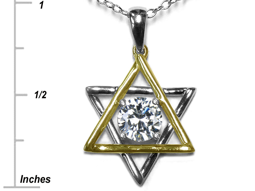 Star K™ Jewish Star of David Pendant Necklace with Round Genuine White Topaz