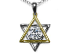 Star K™ Jewish Star of David Pendant Necklace with Round Genuine White Topaz