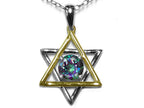 Star K™ Jewish Star of David Pendant Necklace with Round Rainbow Mystic Topaz