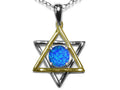 Star K™ Jewish Star of David Pendant Necklace with Round Blue Simulated Opal