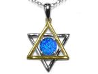 Star K™ Jewish Star of David Pendant Necklace with Round Blue Simulated Opal