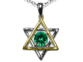 Star K™ Jewish Star of David Pendant Necklace with Round Simulated Emerald