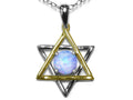 Star K™ Jewish Star of David Pendant Necklace with Round Simulated Opal