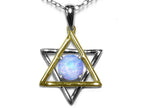 Star K™ Jewish Star of David Pendant Necklace with Round Simulated Opal