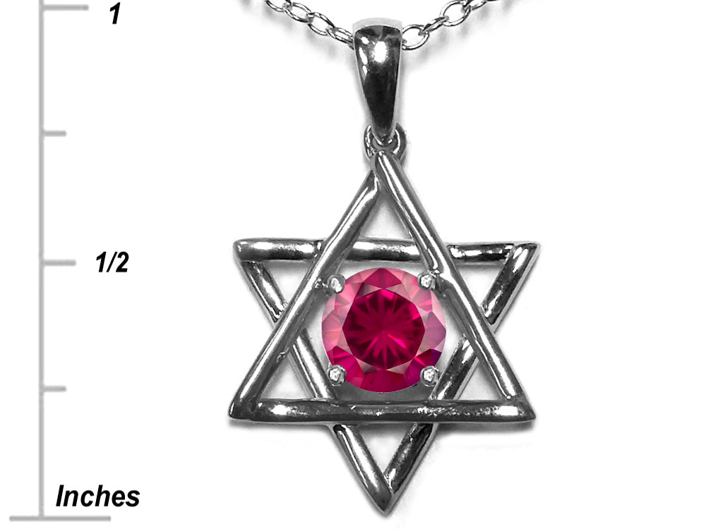 Star K™ Jewish Star of David Pendant Necklace with Round Created Ruby