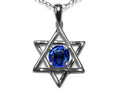 Star K™ Jewish Star of David Pendant Necklace with Round Created Sapphire