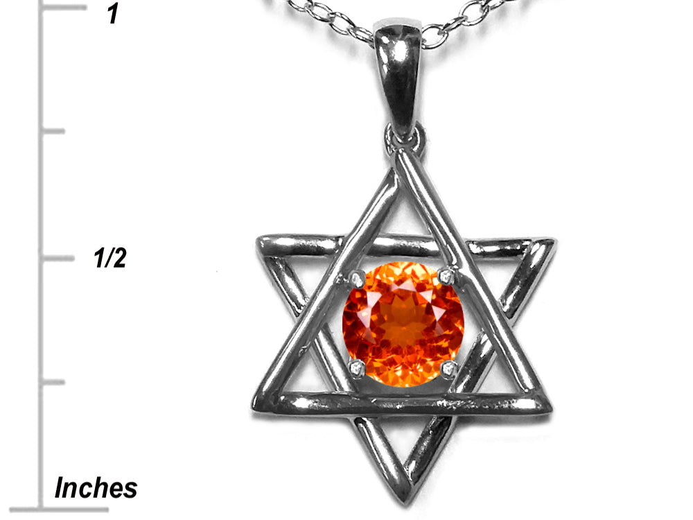 Star K™ Jewish Star of David Pendant Necklace with Round Simulated Mexican Fire Opal
