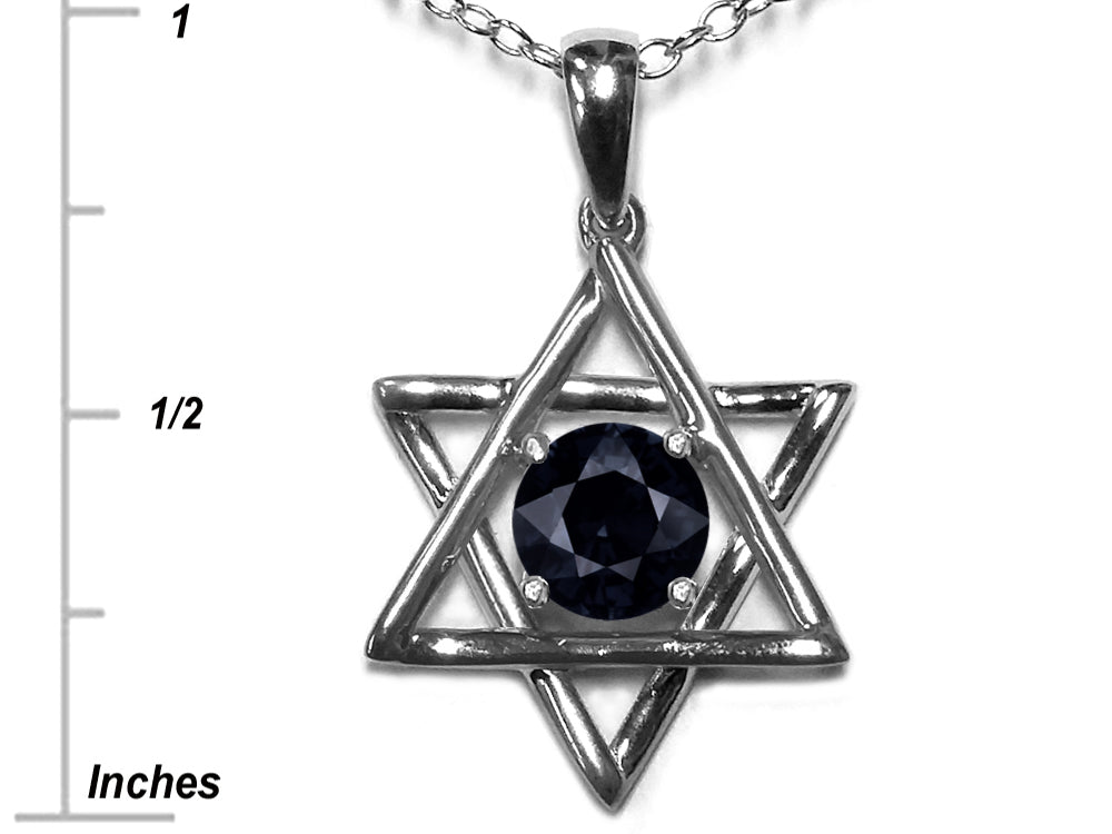 Star K™ Jewish Star of David Pendant Necklace with Round Genuine Black Sapphire