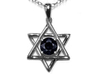Star K™ Jewish Star of David Pendant Necklace with Round Genuine Black Sapphire