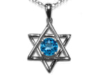 Star K™ Jewish Star of David Pendant Necklace with Round Genuine Blue Topaz