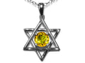 Star K™ Jewish Star of David Pendant Necklace with Round Genuine Citrine