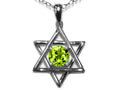 Star K™ Jewish Star of David Pendant Necklace with Round Genuine Peridot