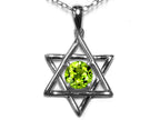 Star K™ Jewish Star of David Pendant Necklace with Round Genuine Peridot