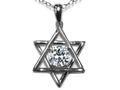 Star K™ Jewish Star of David Pendant Necklace with Round Genuine White Topaz