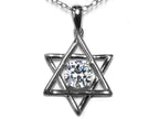 Star K™ Jewish Star of David Pendant Necklace with Round Genuine White Topaz