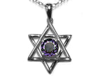 Star K™ Jewish Star of David Pendant Necklace with Round Simulated Alexandrite
