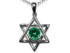 Star K™ Jewish Star of David Pendant Necklace with Round Simulated Emerald