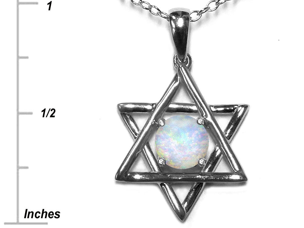 Star K™ Jewish Star of David Pendant Necklace with Round Opal