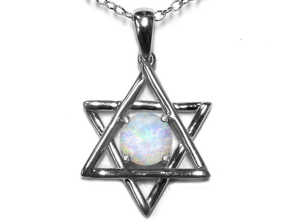 Star K™ Jewish Star of David Pendant Necklace with Round Opal