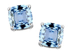 Original Star K™ 7mm Cushion-Cut Simulated Aquamarine Earrings Studs