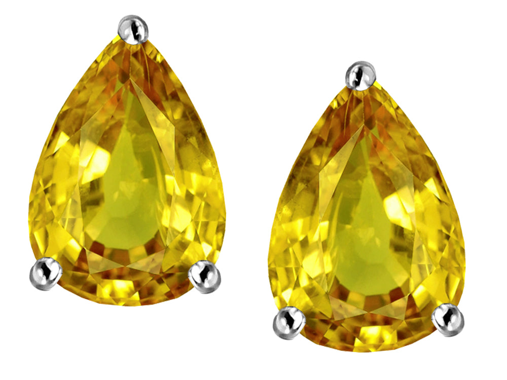 Star K™ Pear Shape 9x7mm Simulated Citrine Earrings Studs