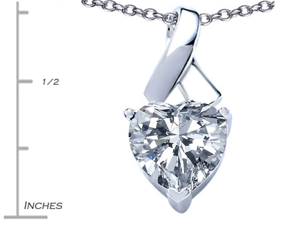 Star K™ 7mm Heart Shape Genuine White Topaz Ribbon Pendant Necklace