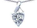 Star K™ 7mm Heart Shape Genuine White Topaz Ribbon Pendant Necklace