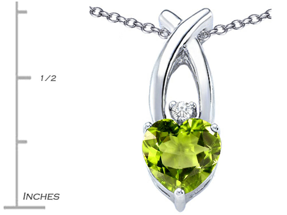 Star K™ 8mm Heart Shape Simulated Peridot and Cubic Zirconia Cross Heart Pendant Necklace
