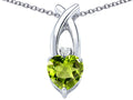Star K™ 8mm Heart Shape Simulated Peridot and Cubic Zirconia Cross Heart Pendant Necklace