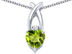 Star K™ 8mm Heart Shape Simulated Peridot and Cubic Zirconia Cross Heart Pendant Necklace