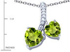 Star K™ 8mm and 7mm Heart Shape Simulated Peridot and Cubic Zirconia Double Hearts Pendant Necklace