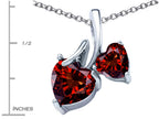 Star K™ 8mm and 6mm Heart Shape Simulated Garnet Double Hearts Pendant Necklace
