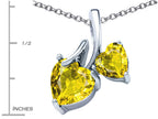 Star K™ 8mm and 6mm Heart Shape Simulated Citrine Double Hearts Pendant Necklace